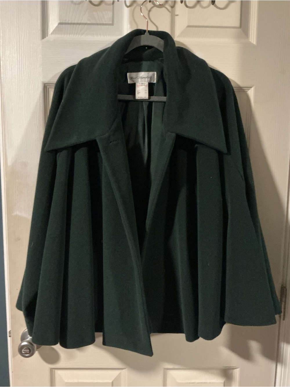 Karl Lagerfeld Dark Green Cape with Wide Collar